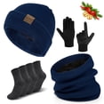 thumbnail image 1 of KOITHOT 5 Pcs Winter Beanie Hat Scarf Touchscreen Gloves Set with Wool Socks for Men Women Navy blue, 1 of 6