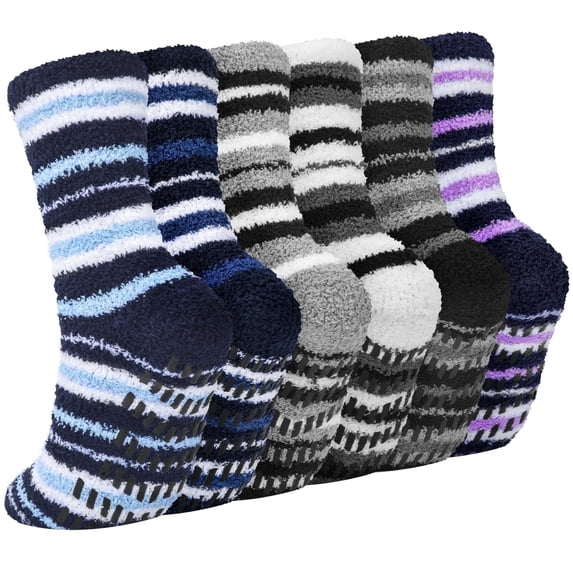 KOITHOT 6 Pack Men Fuzzy Socks Warm Winter Soft Fluffy Cozy Slipper Fleece Socks for Men