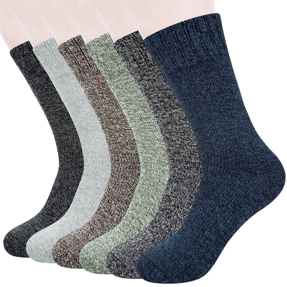 KOITHOT 6 Pairs Wool Socks for Men, Thick Soft Knit Vintage Boot Crew Socks