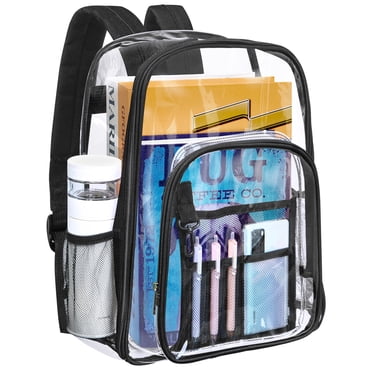 Chalesta Heavy Duty Clear Backpacks Large Capacity Transparent Waterproof Backpacks for School Stadium College ,Black