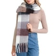 thumbnail image 1 of KOITHOT Winter Womens Scarf, Big Coloured Checked Soft Thick Warm Scarves Milk Chocolate, 1 of 6