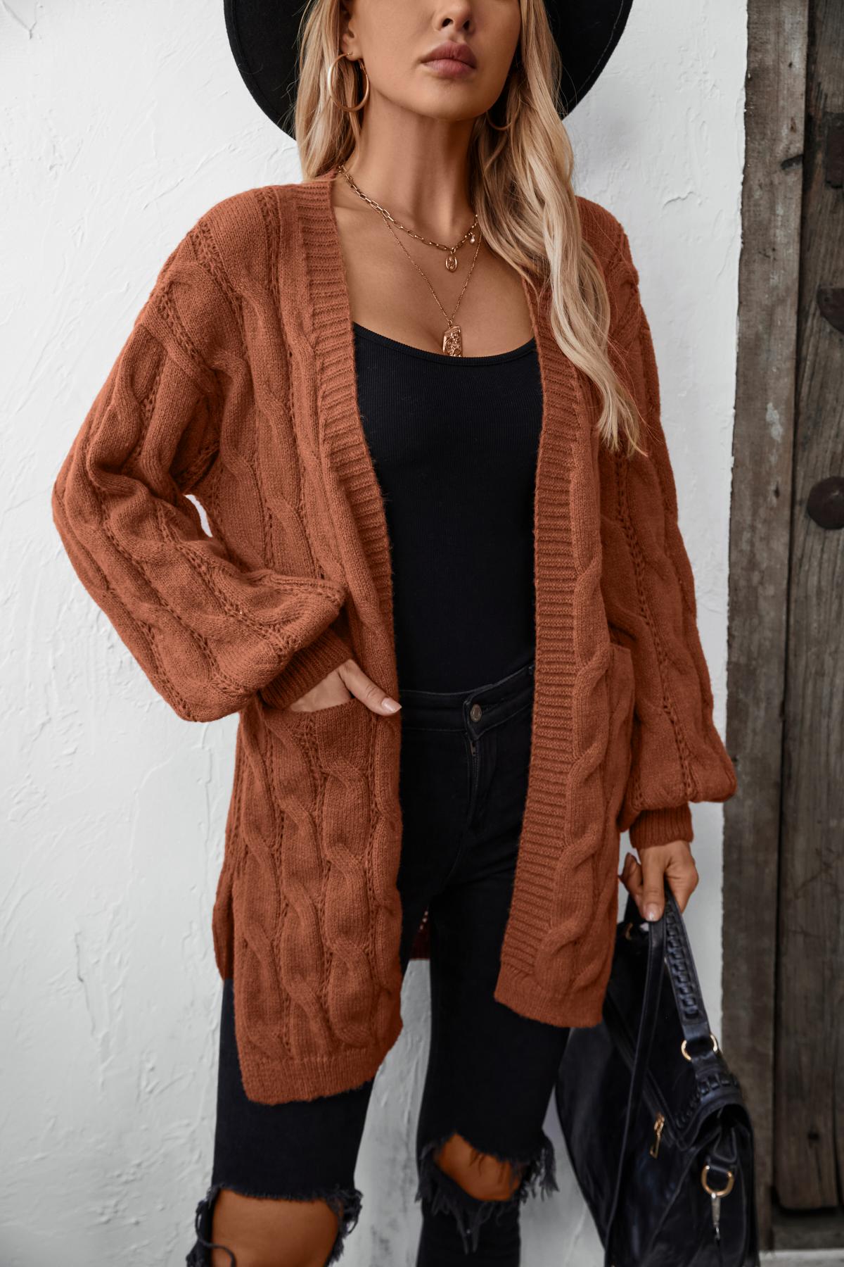 KOITHOT Womens Open Front Cardigan Fashion Button Down Cable Knit ...