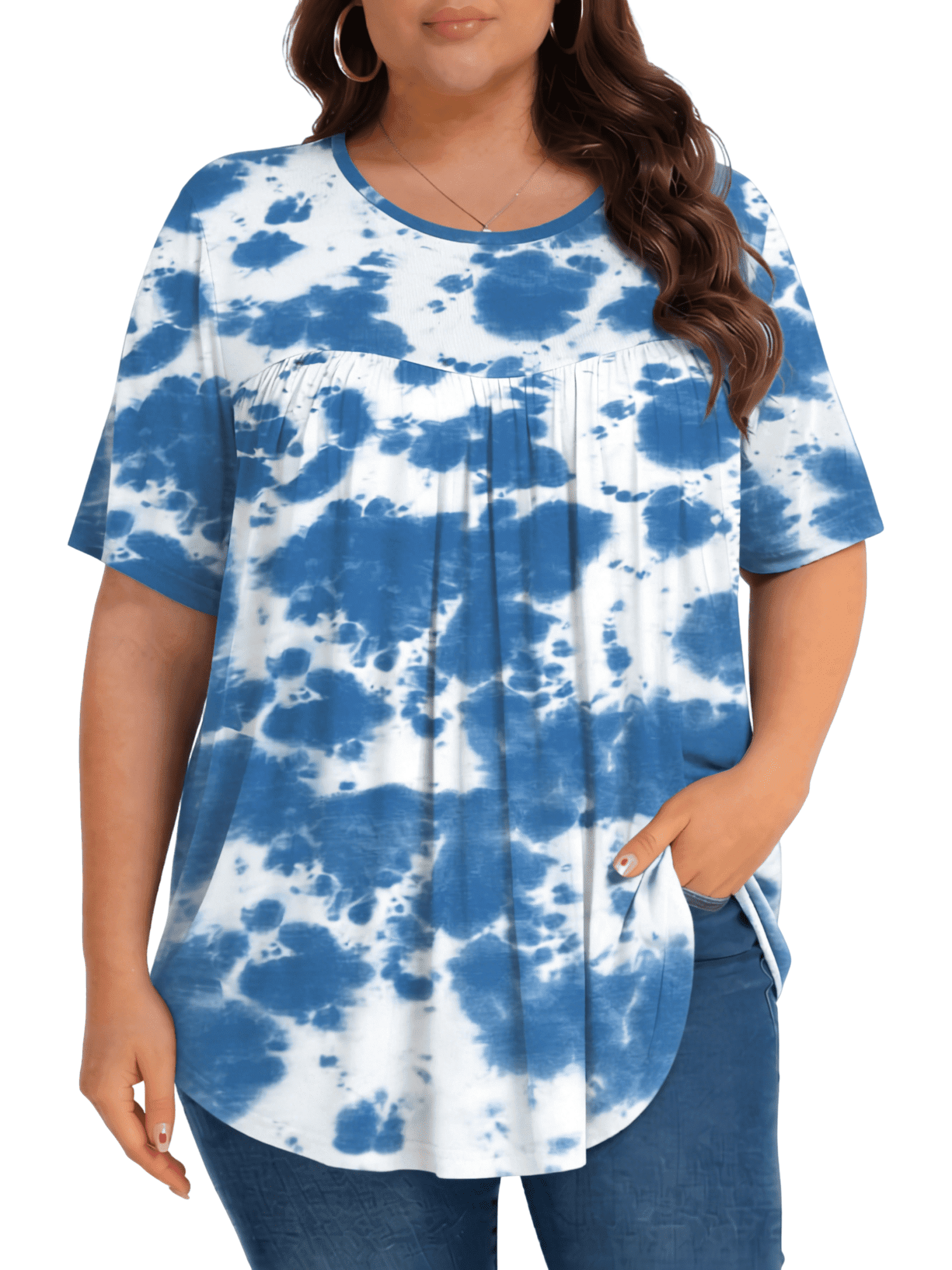 KOITHOT Womens Plus Size Tops Tunic Short Sleeve Crew Neck Shirts ...