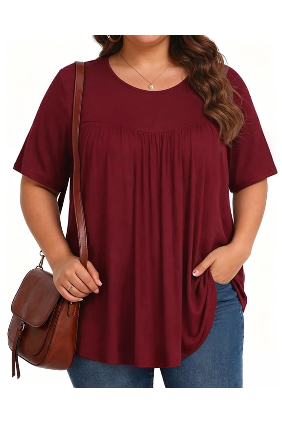 Womens Plus Size Tops Short Sleeve Shirts Tunic Tops for Women Crew Neck Casual Loose Blouses