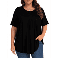 thumbnail image 1 of KOITHOT Womens Plus Size Tops Short Sleeve Shirts Tunic Tops for Women Crew Neck Casual Loose Blouses, 1 of 7