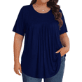 thumbnail image 1 of KOITHOT Womens Plus Size Tops Short Sleeve Shirts Tunic Tops for Women Crew Neck Casual Loose Blouses, 1 of 7
