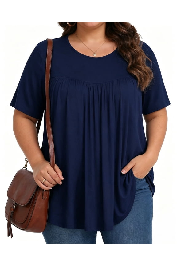 Womens Plus Size Tops Short Sleeve Shirts Tunic Tops for Women Crew Neck Casual Loose Blouses