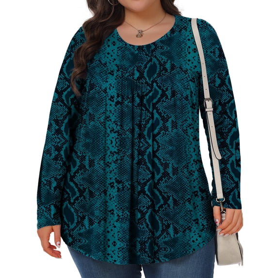 KOITHOT Womens Plus Size Tops Tunic Long Sleeve Crew Neck Shirts Casual Soft Blouse 1X-5X