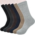 thumbnail image 1 of KOITHOT 6 Pairs Wool Socks for Men, Thick Soft Knit Vintage Boot Crew Socks, 1 of 6