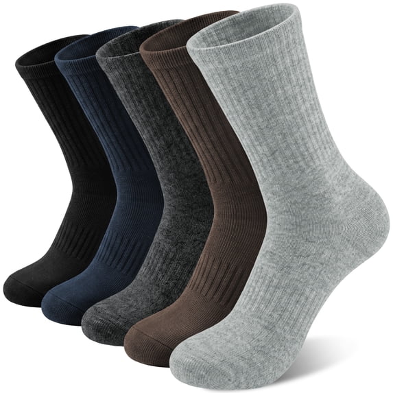 KOITHOT 5 Pairs Wool Socks for Men, Thick Soft Knit Vintage Boot Crew Socks