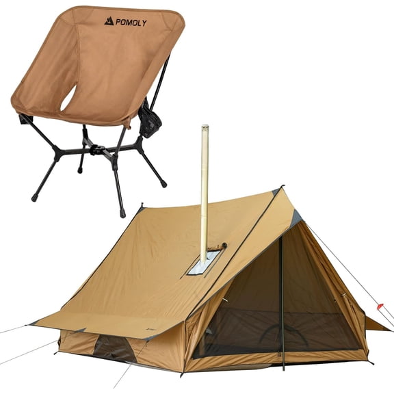 Chalet 70 Pro Camping Hot Tent Cabin Tent and Ulalight Camping Chair