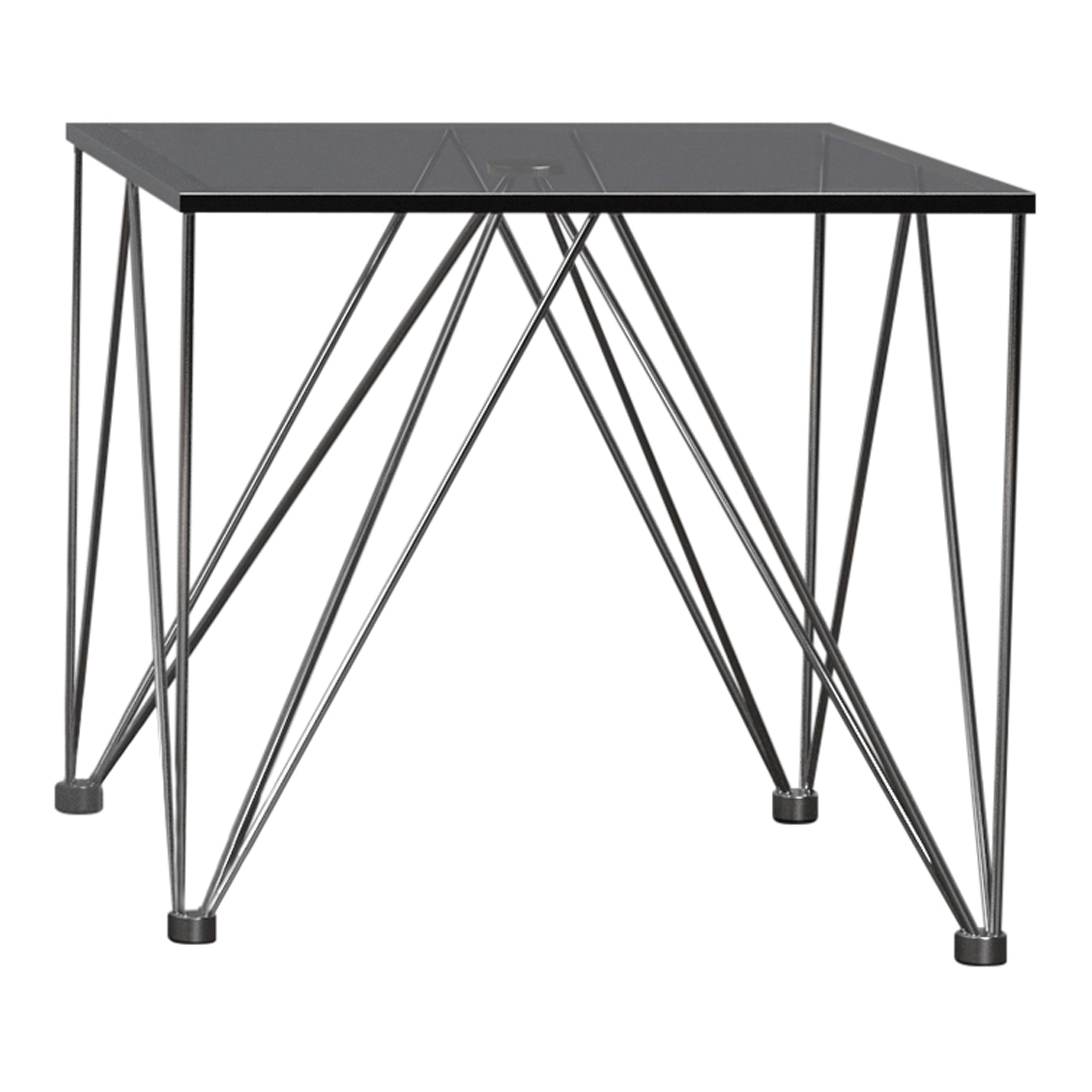 Chalet Square Chrome and Gray Glass End Table