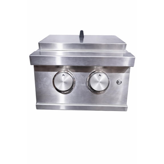 Chaleur 14" Double Side Burner 24,000 BTU for Outdoor Kitchen, Natural Gas Grill Burner, Heavy Duty 304 Stainless Steel with Battery Ignitors & LED Lights, Built-In Gas Side Burner