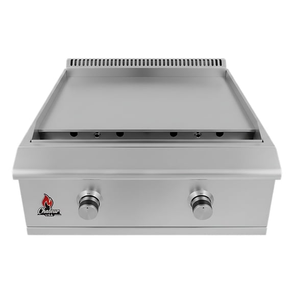 Chaleur 30" Gas Griddle - Professional Flat Top Grill with 493 Sq In Cooking Surface, 304 Stainless Steel, 36,000 BTU, 2 Cast Burners, LED Knobs - Built-In Outdoor Kitchen Griddle for Natural Gas