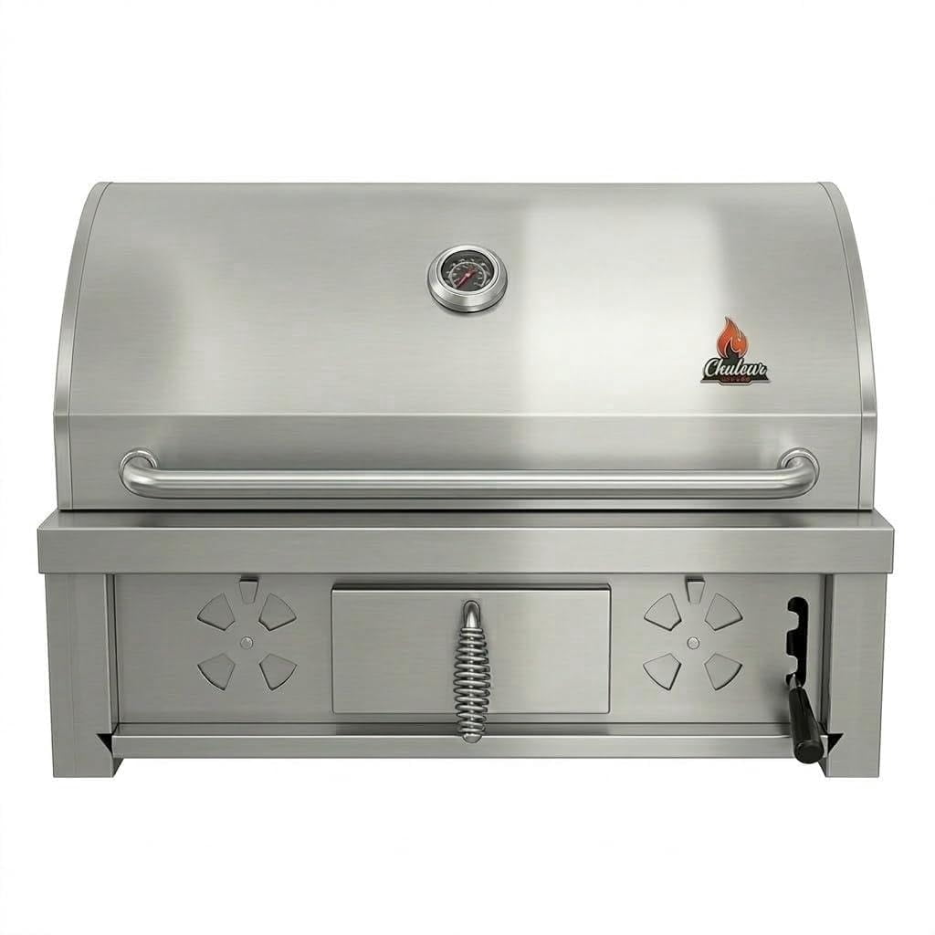 Chaleur 33" Charcoal Grill - Outdoor Kitchen BBQ Grill with 625 Sq In Cooking Area, 304 Stainless Steel Construction, 4-Level Charcoal Pan, Warming Rack & Drip Tray Professional Grade Built-In Grill