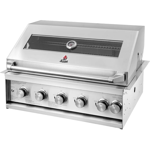 Chaleur 33" PRO VIEW LINE GAS GRILL 5-BURNER + 1 REAR INFRARED Built-In Gas Grill for Outdoor Kitchens - 5 Powerful Burners, Infrared BBQ Technology, Glass View, Natural Gas Burner and Grill