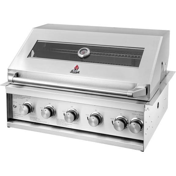 Chaleur 33" Pro View Line Gas Grill 5-Burner + 1 Rear infrared Premium Stainless Steel Built-In Gas Grill for Outdoor Kitchens - Infrared BBQ ,Glass View, Propane Burner