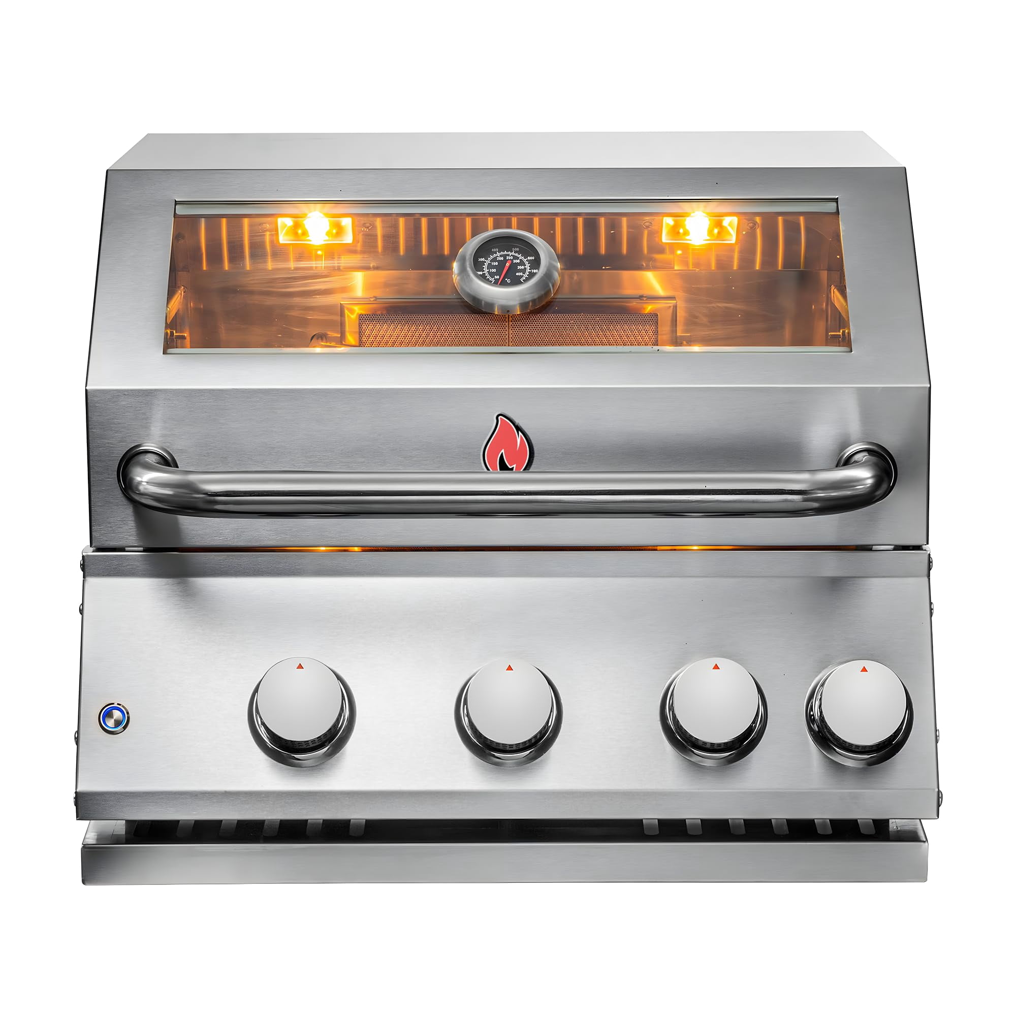 Chaleur Grill Built in Gas Grill 23" Glass View 3-Burner Propane/Natural Gas, Stainless Steel