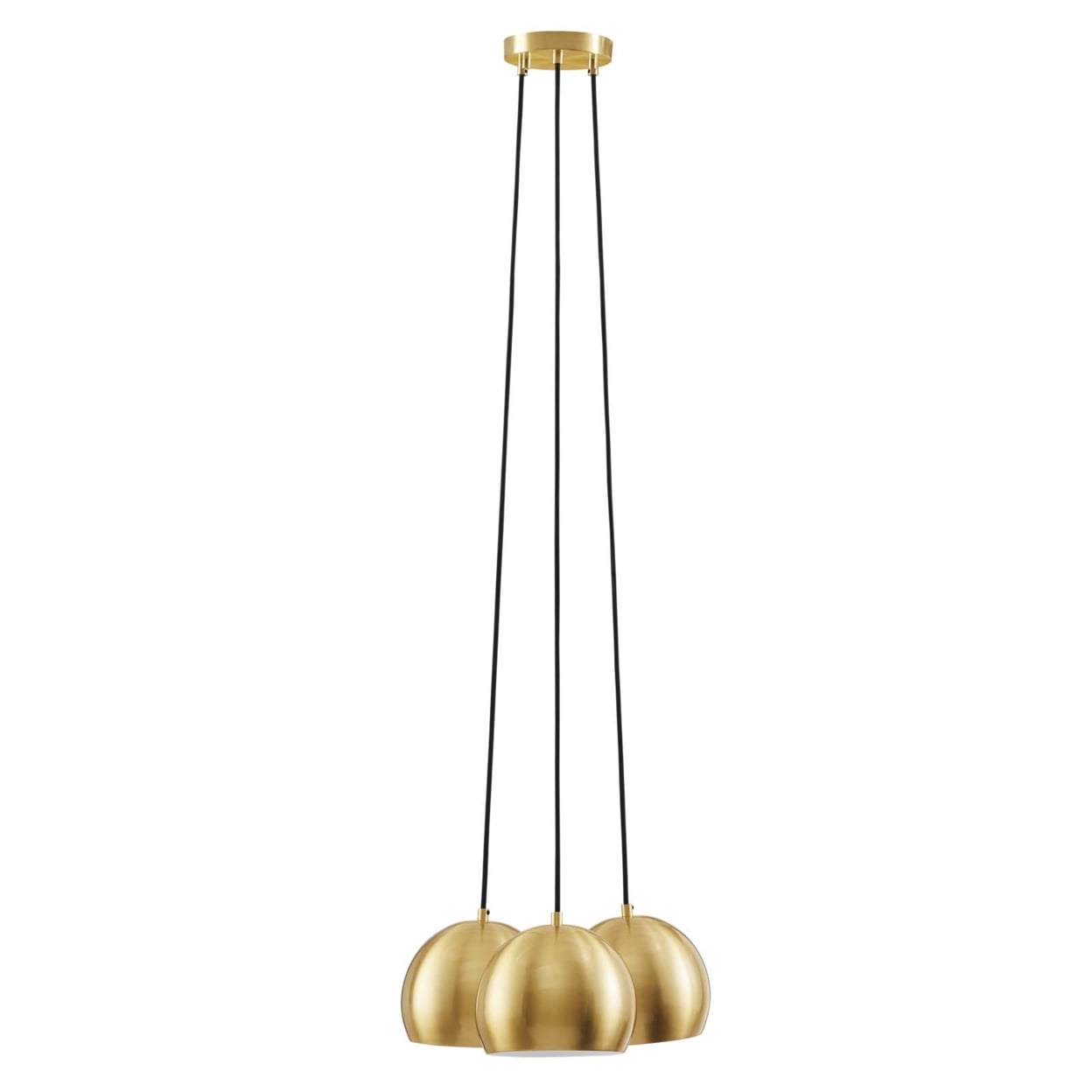 Chalice Satin Brass 3-Light Bowl Pendant with Adjustable Cables