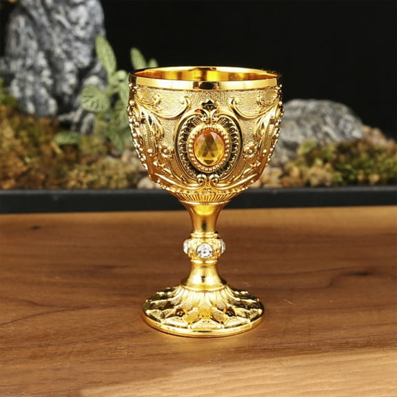 Chalice Goblet, Communion Cups, Goblets, Vintage Chalice Medieval Goblet, 30ml Shot Glass Brass Gold Wine Glasses Goblet, Communion Cup, Cocktail Glass Cup for Home Bar Wedding Party Supplies, Gold
