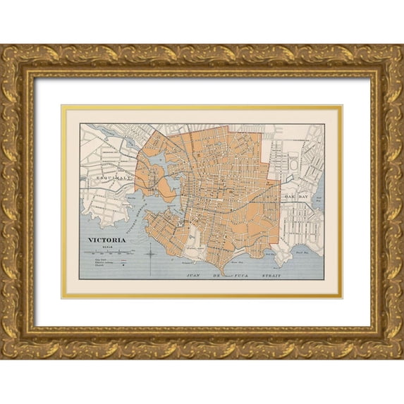 Chalifour 24x18 Gold Ornate Wood Framed with Double Matting Museum Art Print Titled - Victoria Canada - Chalifour 1915