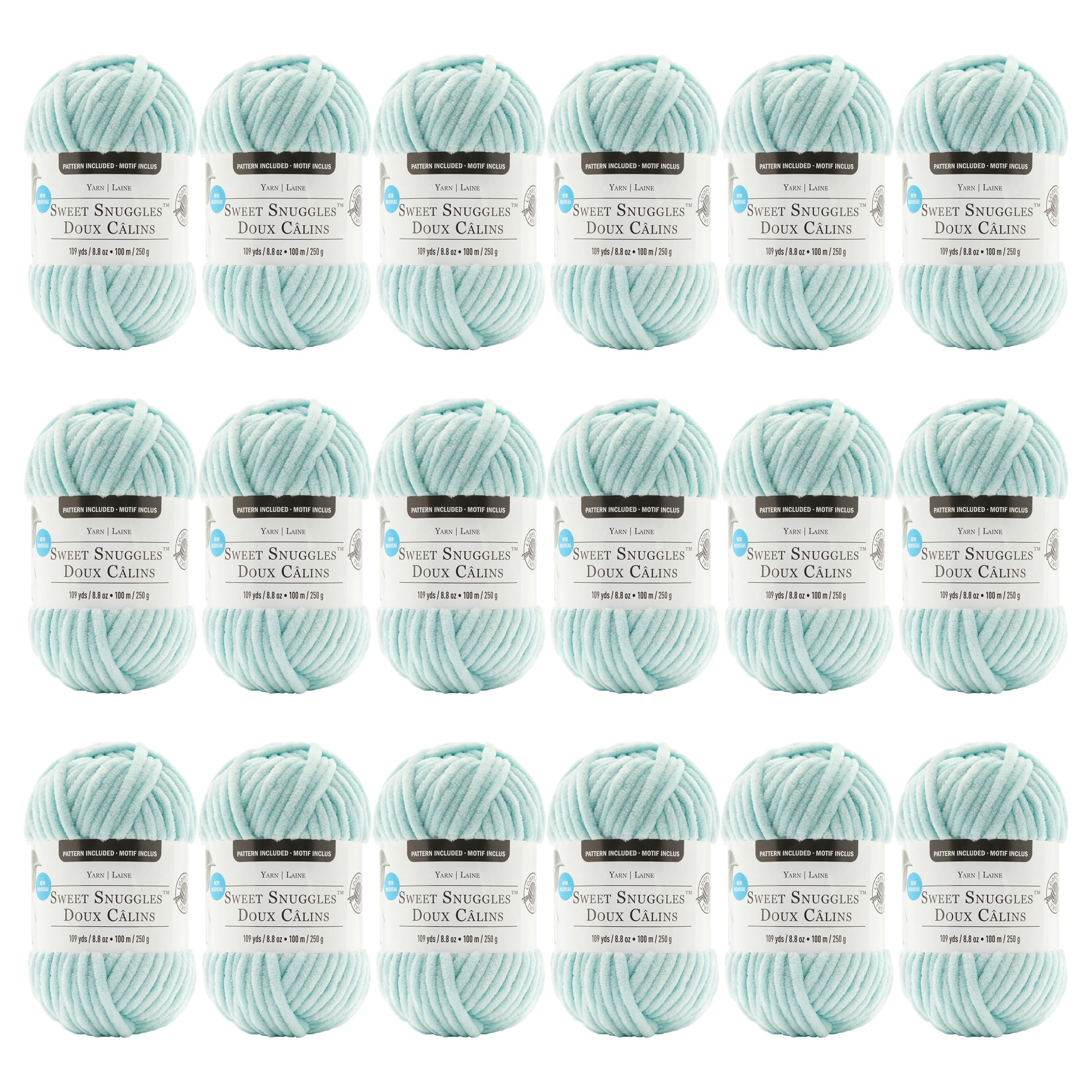 Loops & Threads Chalk Blue Sweet Snuggles Yarn - Jumbo Weight Yarn for Knitting, Crochet, Weaving, Arts & Crafts, 18 Pack