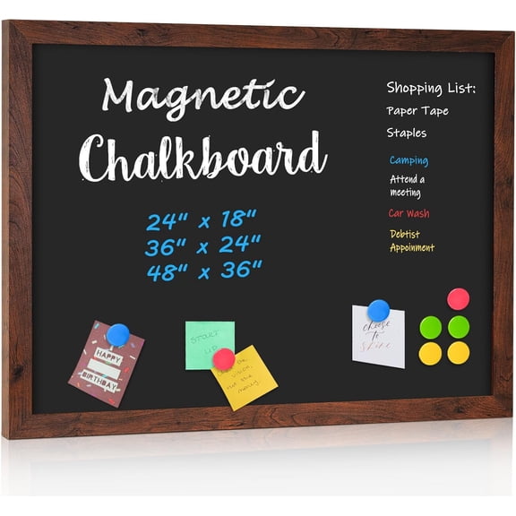 Chalk Board 18 x 2, Magnetic Chalkboard for Wall Rustic Blackboard Hanging Chalkboards Sign Board Menu Board for School Kitchen Decor Office Home Markers 8 Magnets, Brown
