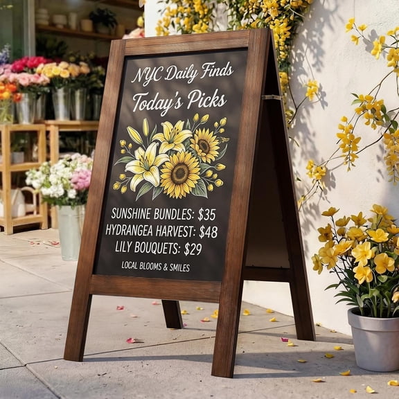 Chalk Board 40"x20", Standing A Frame Chalkboard Signs Sandwich Board Outdoor, Double Sided Blackboard for Back to School Day, Business and Weddings, Rustic Brown