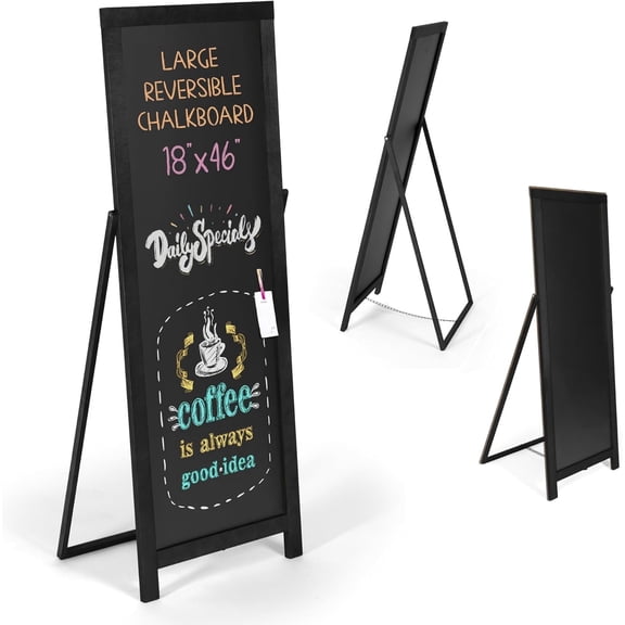 Chalk Board Sign Board 46" x 18" Black Large Reversible Chalkboard Signs Outdoor Menu Boards for Restaurant, A-Frame Sandwich Sidewalk Signs for Businesses, Food Truck Party or Wedding
