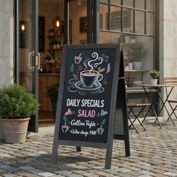 Chalk Board Sign Board - Large 4020 Magnetic Chalkboard Sign Double-Sided Sandwich Board Outdoor A Frame Blackboard for Cafes Restaurant Weddings Black