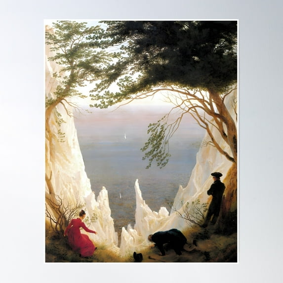 Chalk Cliffs On Rügen By Caspar David Friedrich Poster Wall Art, Modern Wall Decor, 12x18 UNFRAMED
