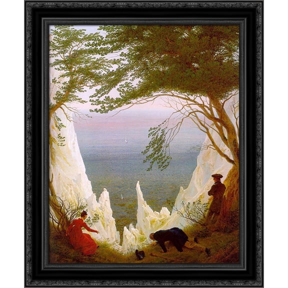 Chalk Cliffs on R?gen 20x24 Black Ornate Wood Framed Canvas Art by Friedrich, Casper David
