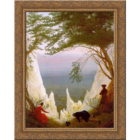 Chalk Cliffs on R?gen 20x24 Gold Ornate Wood Framed Canvas Art by Friedrich, Casper David