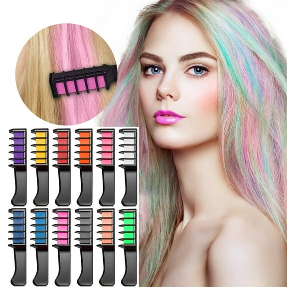 Chalk Combs, Festive Fun Hair Chalk Combs for Girls, 2026 New Chalk Hair Color for Girls, Temporary Wash out Hair Color Kids, Christmas Girl Gifts, Skin Safe Materials