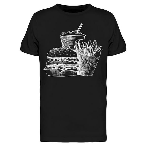 Chalk Drawn  Hamburger Graphic T-Shirt Men -Image by Shutterstock, Male Medium