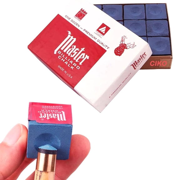 Chalk For Billiard & Snooker Cue Sticks, Prevents Misses Master Blue, 12 Pieces Of Cue Chalk Cubes