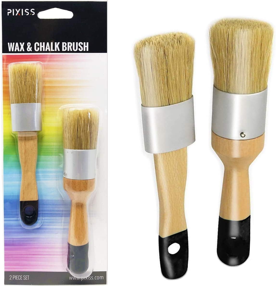 Professional Chalk and Wax Paint Brush Set, 3pcs Small Round Reusable  Natural Bristle Brushes for Folk Art Home Decor DIY Painting Stencils,  Compatible with Annie Sloan Chalk Paint Milk Paint