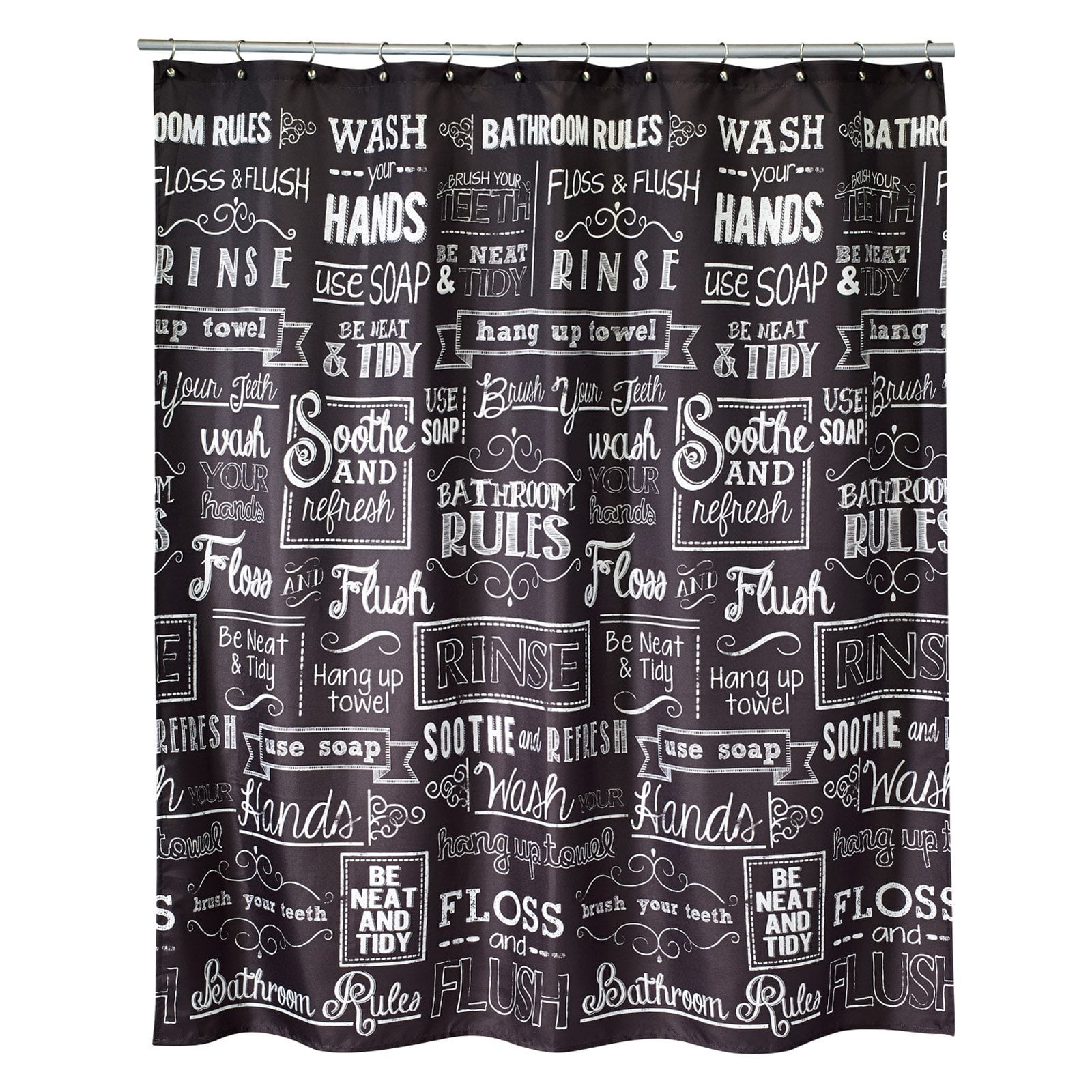 Chalkboard Black and White Polyester Shower Curtain