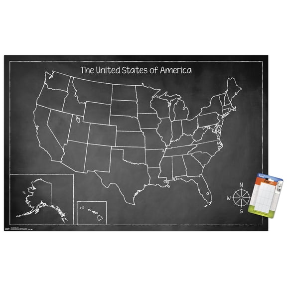Chalk Map - USA Wall Poster, 22.375" x 34"