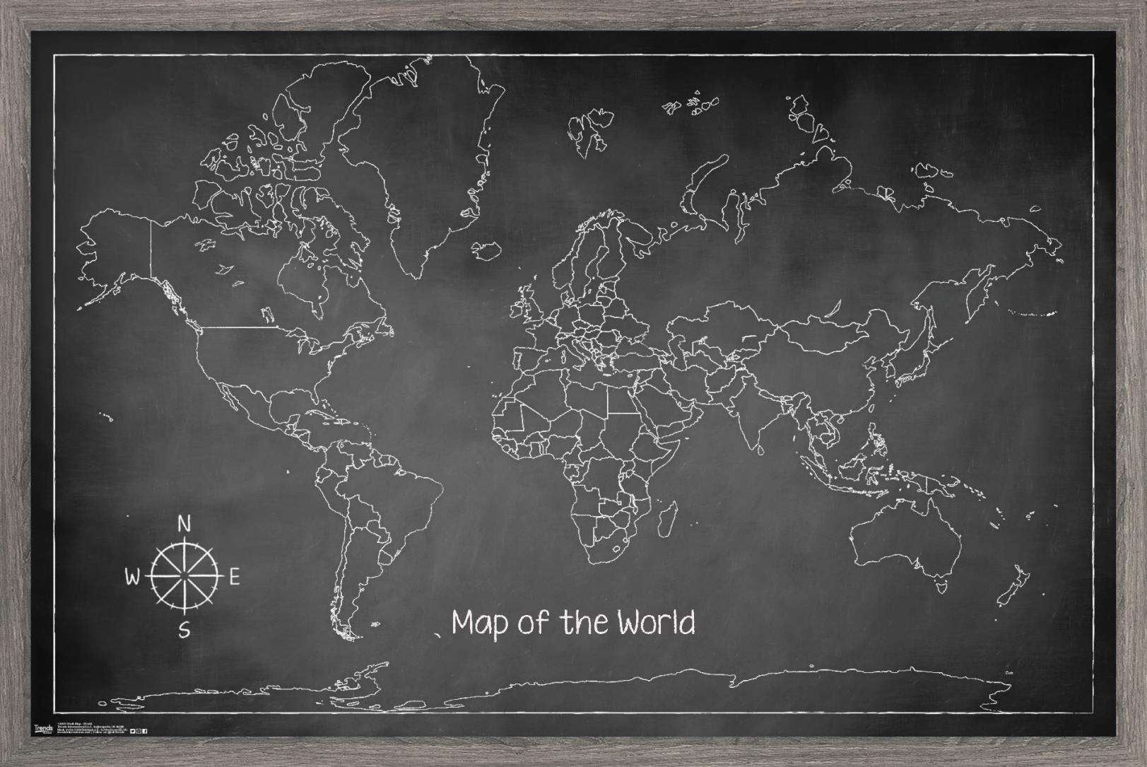 Chalk Map - World Poster
