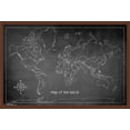 thumbnail image 1 of Chalk Map - World Wall Poster, 22.375" x 34", Framed, 1 of 2