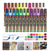 Chalk Markers,24 Pack Dry Erase Markers Fine Tip,Liquid Chalk Markers for Blackboard,Windows,Glass,Washable Chalkboard Markers with Reversible Tip,Whiteboard Markers Window Marker Erasable Pens