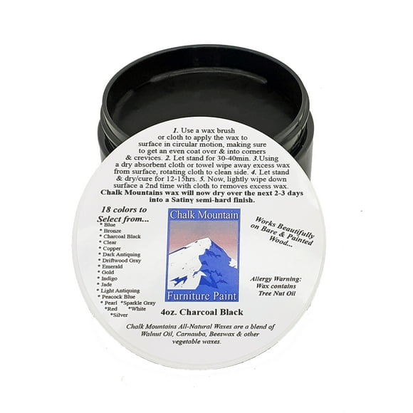Chalk Mountain 4oz 100% All Natural Charcoal Black Furniture Finishing Wax