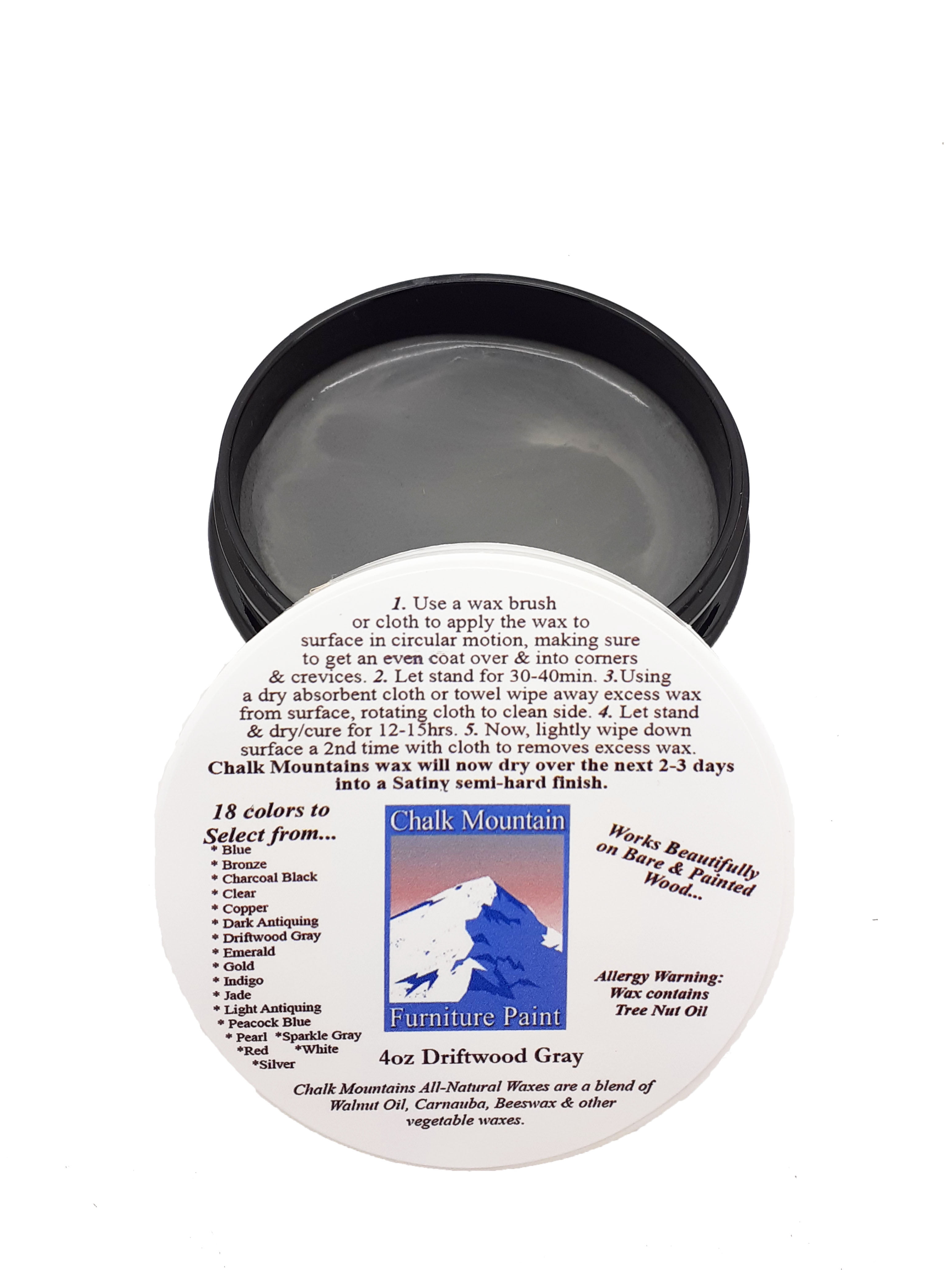 Chalk Mountain Furniture Paint 4oz 100 ALL NATURAL Driftwood Gray