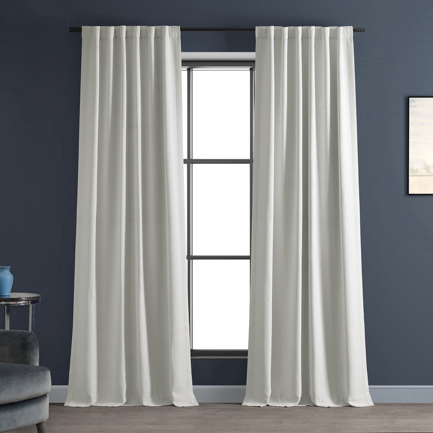 Half Price Drapes Mist White Bellino Textured Faux Linen Room Darkening Curtains For Bedroom & Living Room Curtains(1 Panel), Curtains 108 Inches Long, 50W X 108L