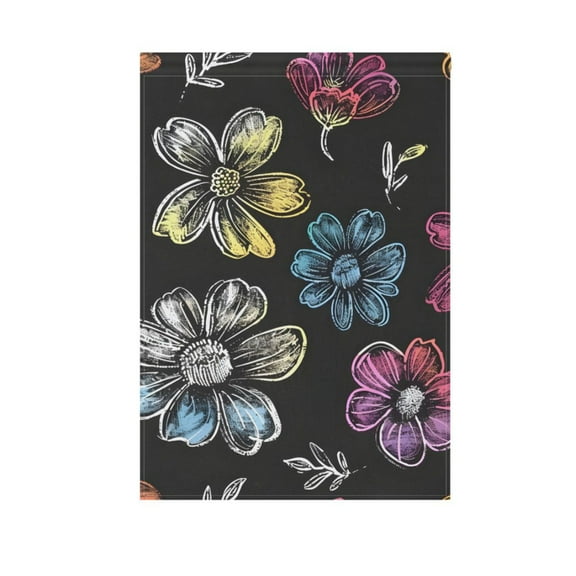 Chalk Paint Flowers Garden Flag 12X18 Double Sided Yard Flags for Outside Outdoor All Seasonal Decoration