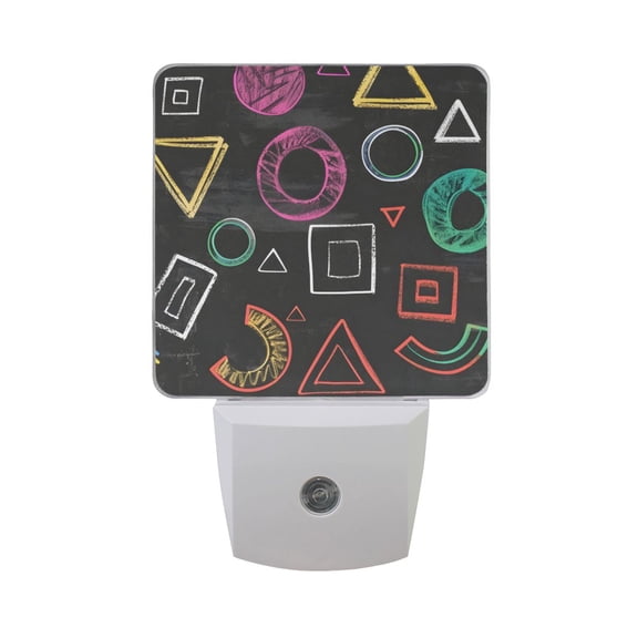 Chalk Paint Graphs Night Light 2 Pack LED Nightlight Plug into Wall Dusk to Dawn Sensor Soft White