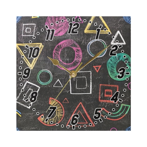 Chalk Paint Graphs Wall Clock Battery Operated Silent Non-Ticking Bedroom Office Kitchen Home School Decor 7.8"(Gold)