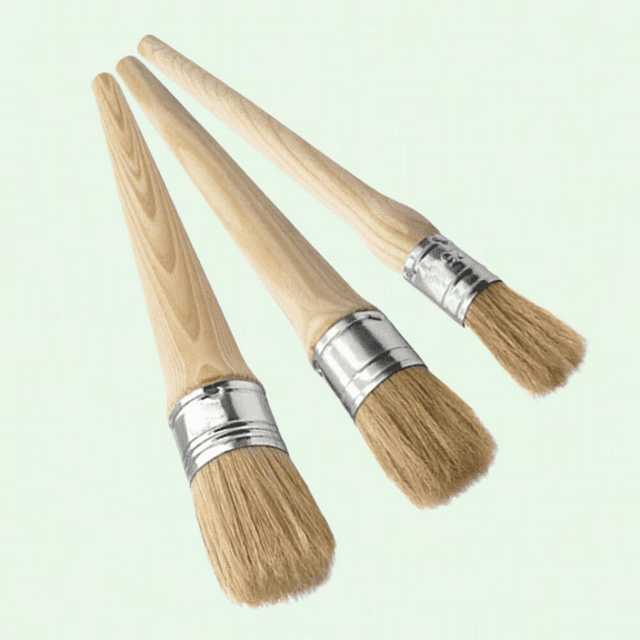 Chalk Paint Wax Brush Set - 3 Pcs, Natural Bristle, Furniture Paint Brushes