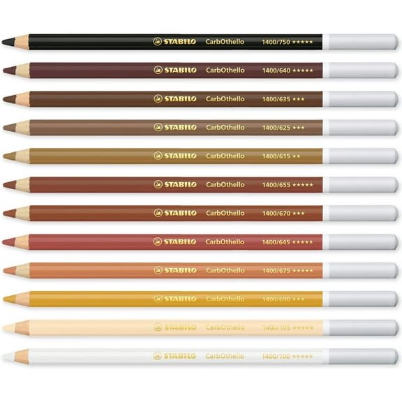 Chalk-Pastel Pencil - STABILO CarbOthello Pastel Pencil - Warm Neutral Tones - Pack of 12